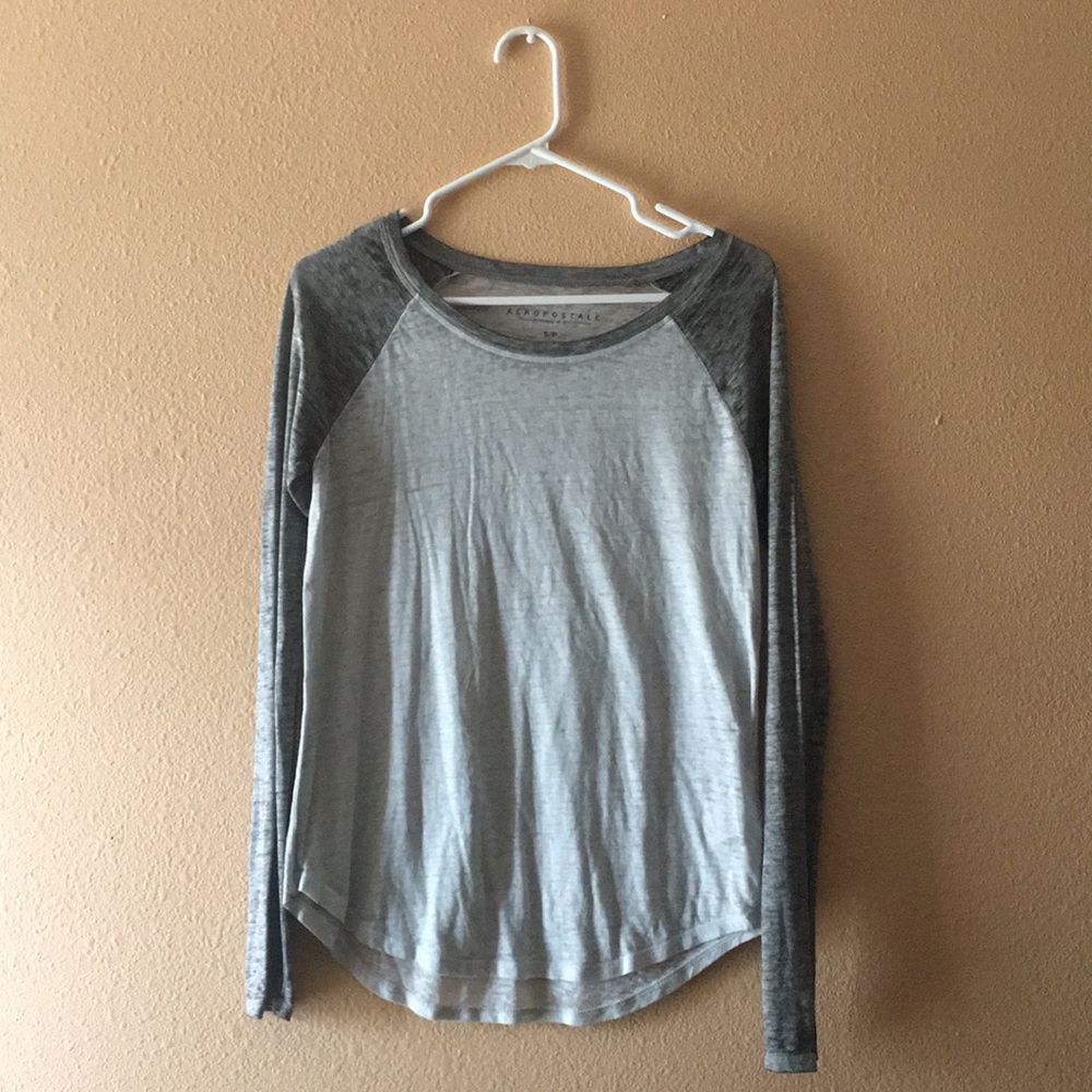Grey and White Long Sleeved Shirt